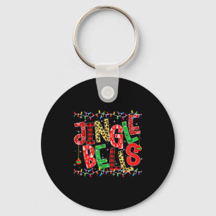 Red Plaid Jingle Bells Christmas Matching Family P Key Ring
