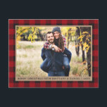 Red Plaid Kraft Couple Photo Merry Christmas Postcard<br><div class="desc">Red Buffalo Plaid Couple Photo Merry Christmas Kraft Holiday Postcard</div>