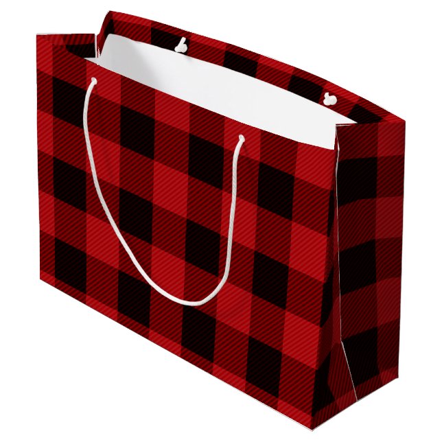 Red Plaid Large Gift Bag (Back Angled)