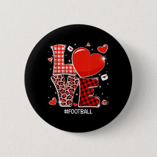 Red Plaid Leopard Love Football Heart Sports Valen 6 Cm Round Badge