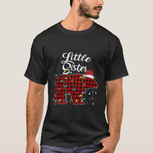 Red Plaid Little Sister Bear Matching Buffalo Paja T-Shirt