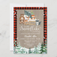 Red Plaid Lumberjack Snowflake Baby Shower