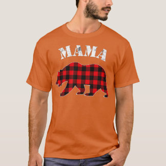 Red Plaid Mama Bear Buffalo Matching Family Pajama T-Shirt
