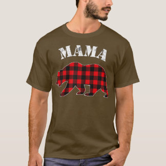Red Plaid Mama Bear Buffalo Matching Family Pajama T-Shirt