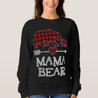 Red Plaid Mama Bear One Cub Matching Buffalo Pajam Sweatshirt