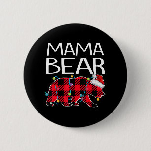 Red Plaid Mama Bear Xmas Matching Pajama Family Pa 6 Cm Round Badge