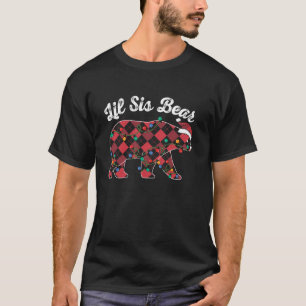 Red Plaid Matching Family Lil Sis Bear Christmas L T-Shirt