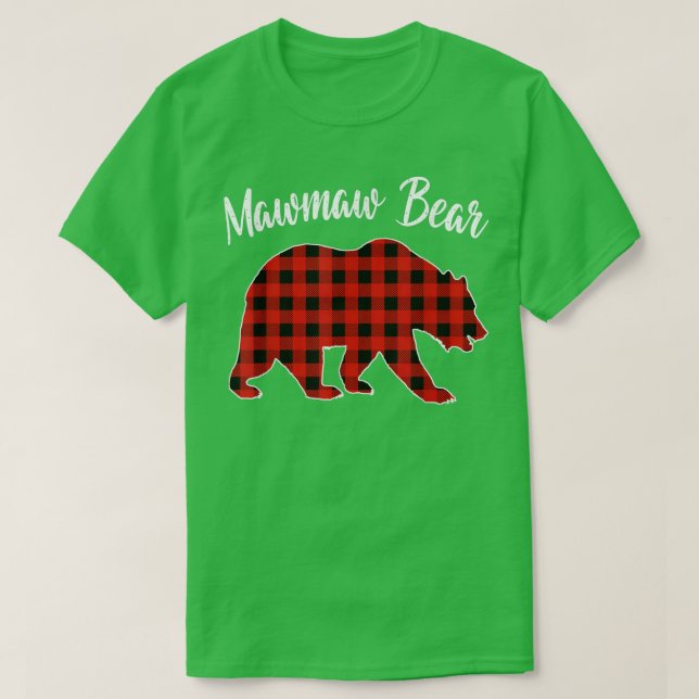 Red Plaid Mawmaw Bear Matching Buffalo Family Paja T-Shirt (Design Front)