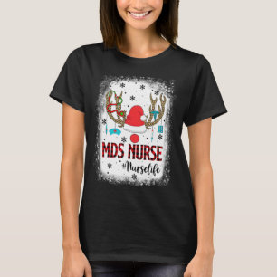 Red Plaid MDS Nurse Reindeer Christmas Pajama Nurs T-Shirt