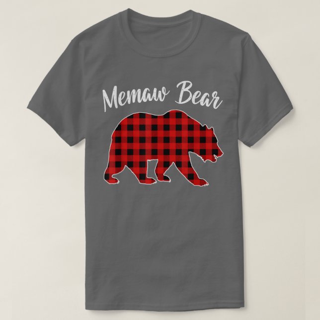 Red Plaid Memaw Bear Matching Buffalo Family Pajam T-Shirt (Design Front)