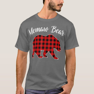 Red Plaid Memaw Bear Matching Buffalo Family Pajam T-Shirt