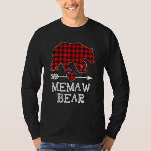 Red Plaid Memaw Bear  Matching Pajama Family T-Shirt