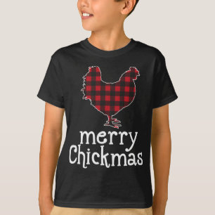 Red Plaid Merry Chickmas Funny Christmas Chicken L T-Shirt