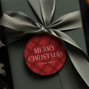 Red Plaid Merry Christmas Gift Favour Tags