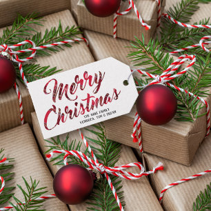 Red Plaid Merry Christmas Holiday Tag