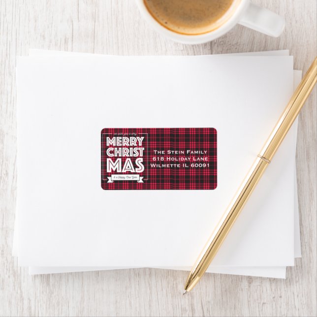 Red Plaid Merry Christmas Label (Insitu)