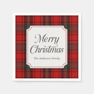Red Plaid Merry Christmas Napkin