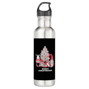 Red Plaid Merry Christmoose Christmas 710 Ml Water Bottle