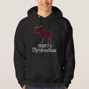 Red Plaid Merry Christmoose Christmas Moose Lovers Hoodie