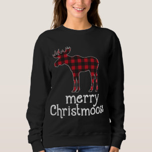 Red Plaid Merry Christmoose Christmas Moose Lovers Sweatshirt