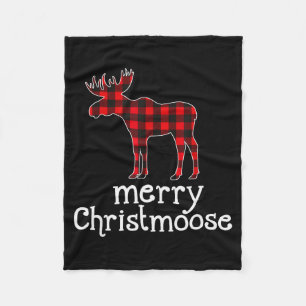 Red Plaid Merry Christmoose Christmas T Shirt Moos Fleece Blanket