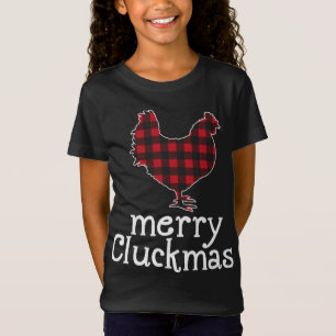 Red Plaid Merry Cluckmas Christmas Chicken Lovers T-Shirt