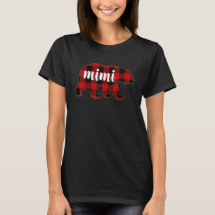 Red Plaid Mimi Bear Matching Family Buffalo Christ T-Shirt