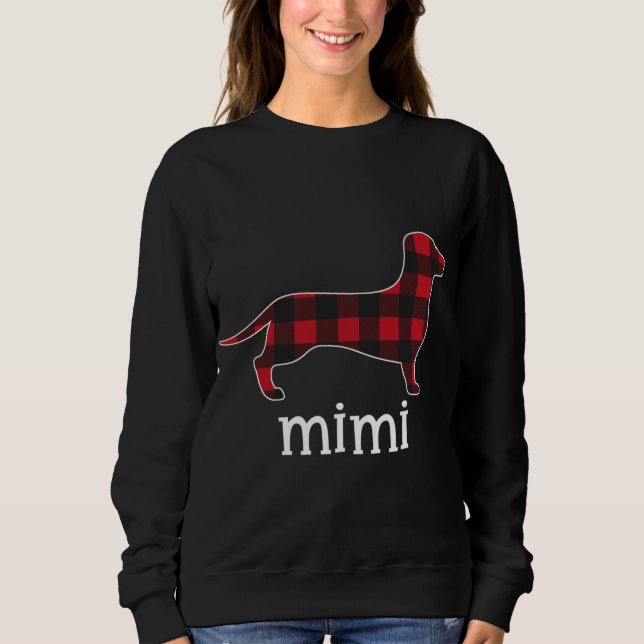 Red Plaid Mimi Dachshund Merry Christmas Dachshund Sweatshirt (Front)