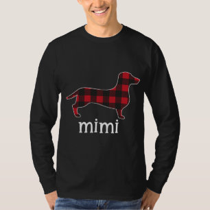 Red Plaid Mimi Dachshund Merry Christmas Dachshund T-Shirt
