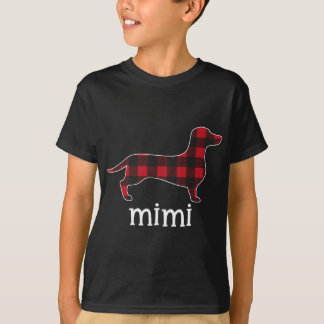 Red Plaid Mimi Dachshund Merry Christmas Dachshund T-Shirt
