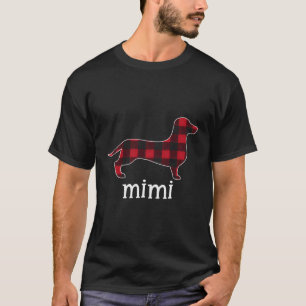 Red Plaid Mimi Dachshund Merry Christmas Dachshund T-Shirt