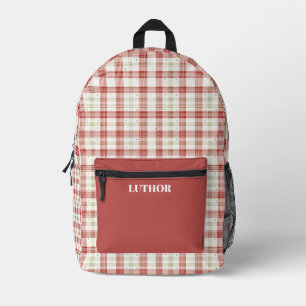 Red Plaid Modern  Printed Backpack