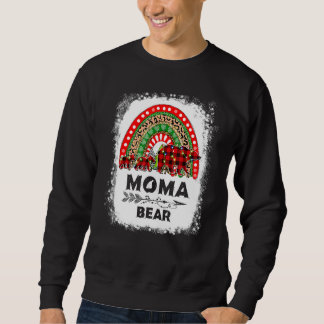 Red Plaid Moma Bear Christmas Rainbow Pajama Match Sweatshirt