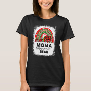 Red Plaid Moma Bear Christmas Rainbow Pajama Match T-Shirt