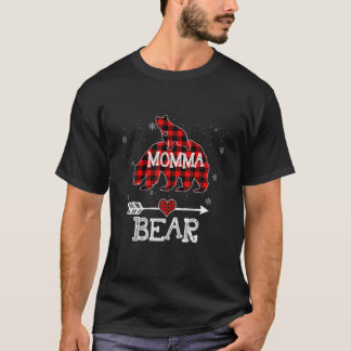 Red Plaid Momma Bear Baby Cub Matching Pajama Fami T-Shirt