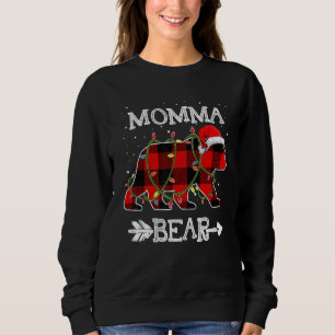Red Plaid Momma Bear Christmas Santa Family Matchi Sweatshirt