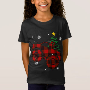 Red Plaid Monster Truck Buffalo Car Family Pajama  T-Shirt