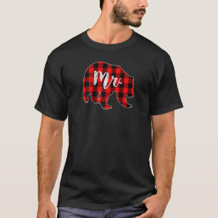 Red Plaid Mr. Bear Matching Family Buffalo Christm T-Shirt