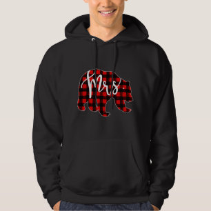 Red Plaid Mrs Bear Matching Pajama Newlywed Marrie Hoodie
