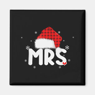 Red Plaid Mrs Claus Couples Matching Christmas Paj Magnet