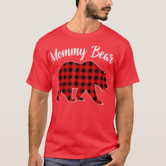 Red Plaid Mummy Bear Matching Buffalo Family Pajam T-Shirt