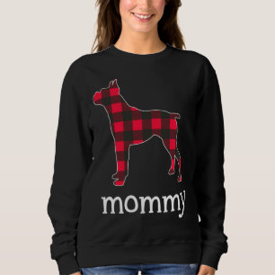 Red Plaid Mummy Boxer Dog Christmas Matching Famil Sweatshirt