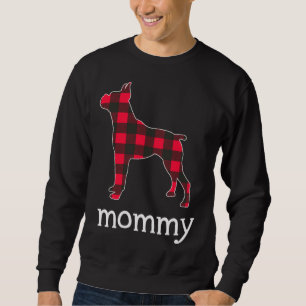 Red Plaid Mummy Boxer Dog Christmas Matching Famil Sweatshirt