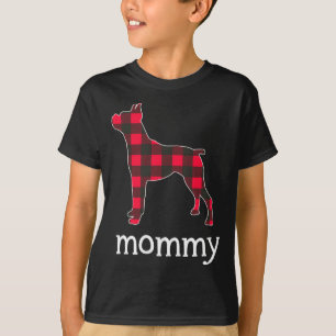 Red Plaid Mummy Boxer Dog Christmas Matching Famil T-Shirt