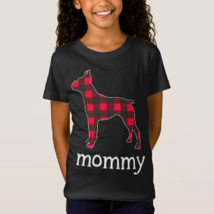 Red Plaid Mummy Boxer Dog Christmas Matching Famil T-Shirt