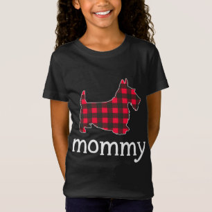 Red Plaid Mummy Scottie Dog Christmas Matching Fam T-Shirt