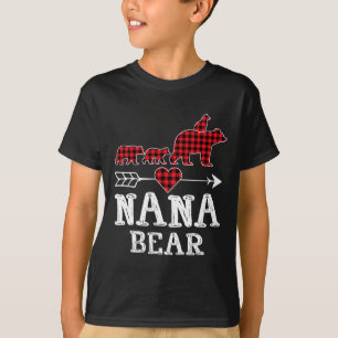 Red Plaid Nana Bear Buffalo Christmas Pajama Famil T-Shirt