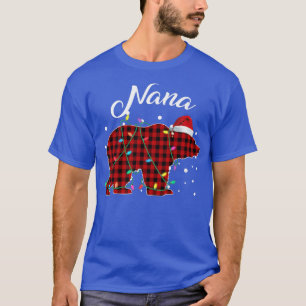 Red Plaid Nana Bear Matching Buffalo Pajama  T-Shirt