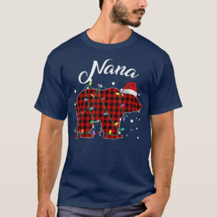 Red Plaid Nana Bear Matching Buffalo Pajama  T-Shirt