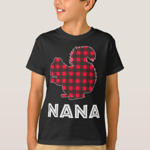 Red Plaid Nana Squirrel Christmas Matching Family T-Shirt